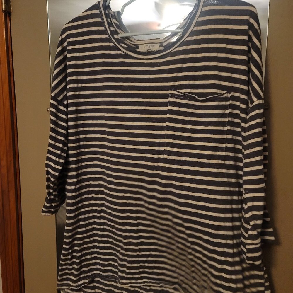 Umgee Striped Linen Casual Shirt Large